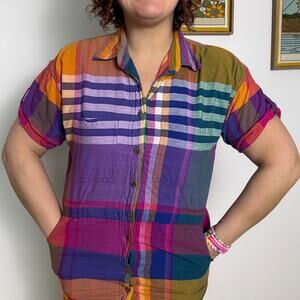 Rainbow Plaid Cotton Dress QPS sizes 14